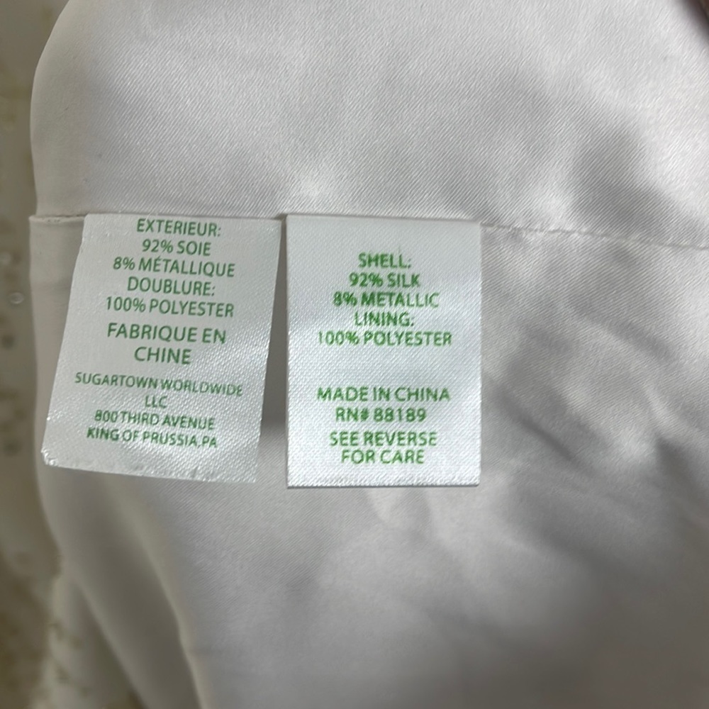 Lilly Pulitzer Belle Silk Dress. Coconut w Metallic. Size 6. - Picture 11 of 12